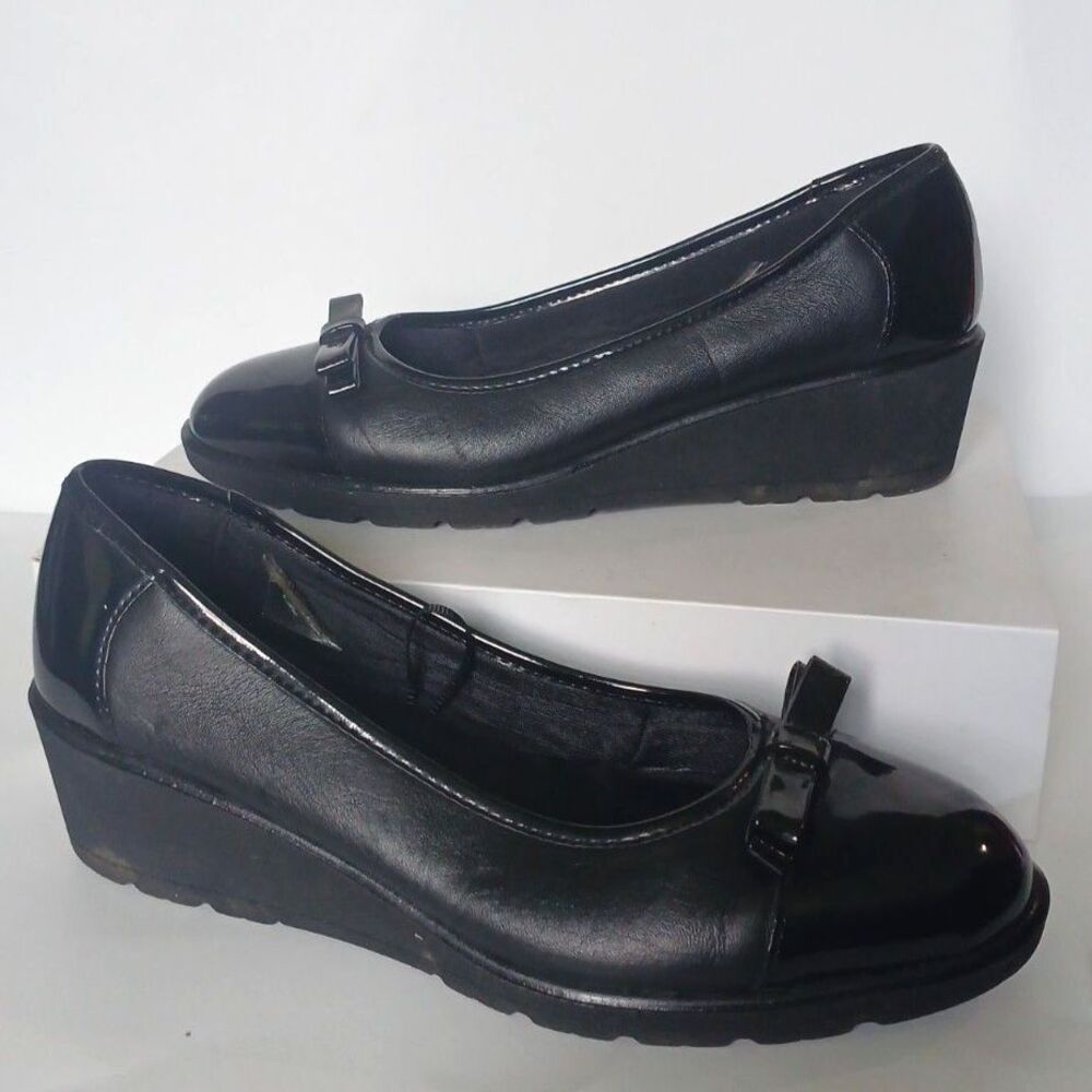 Formawell Vera Pelle Black Leather Wedge Flats BowAccentComfortShoesWomen'sEU 38